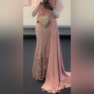 Elegant Pink Beaded Gown